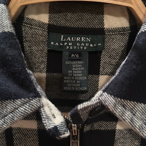 Lauren Ralph Lauren Plaid Flannel Zipper Shacket Petite Small - Picture 2 of 6
